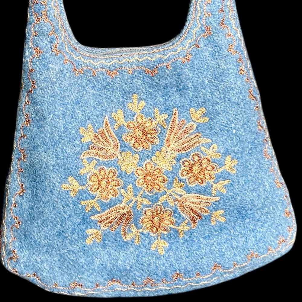 Embroidered Handbag Handmade Wool Purse Shoilder Bag Indian Ethnic Floral Mini